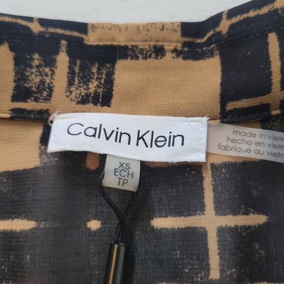 Calvin Klein Size XS NEW Contemporary Sheer Button Up Blouse Front Patch Pockets - Picture 8 of 10